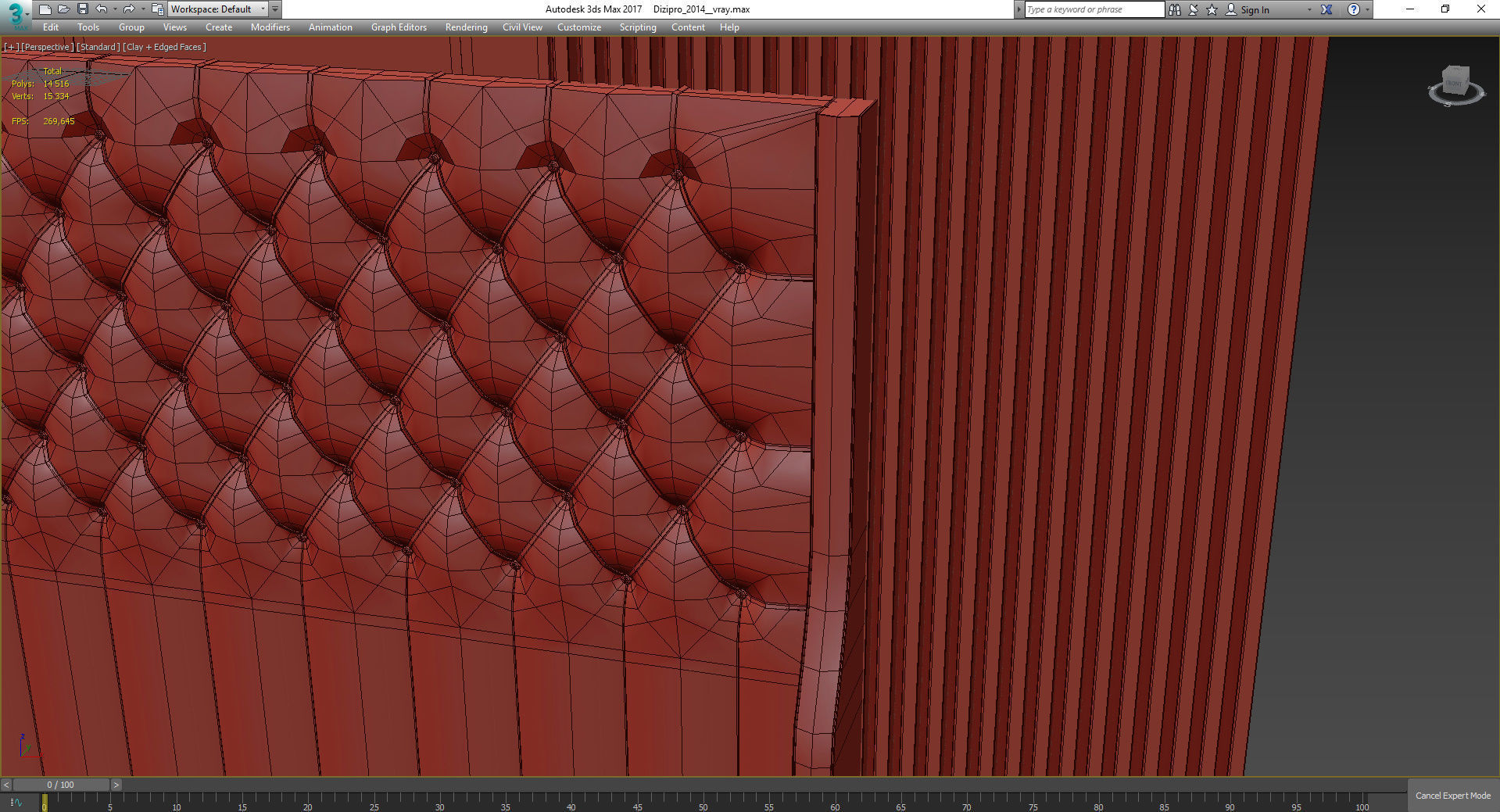 Headboard 3d model bed with tufted Low-poly 3D model_4