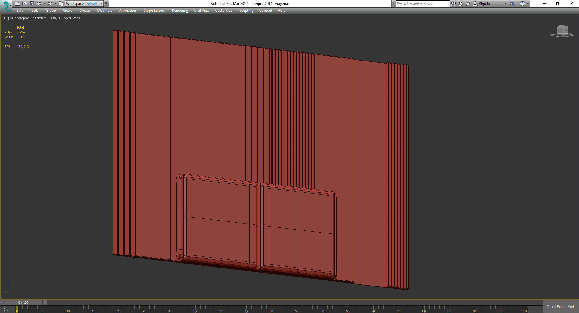 Headboard 3d model wall with door Low-poly 3D model_3