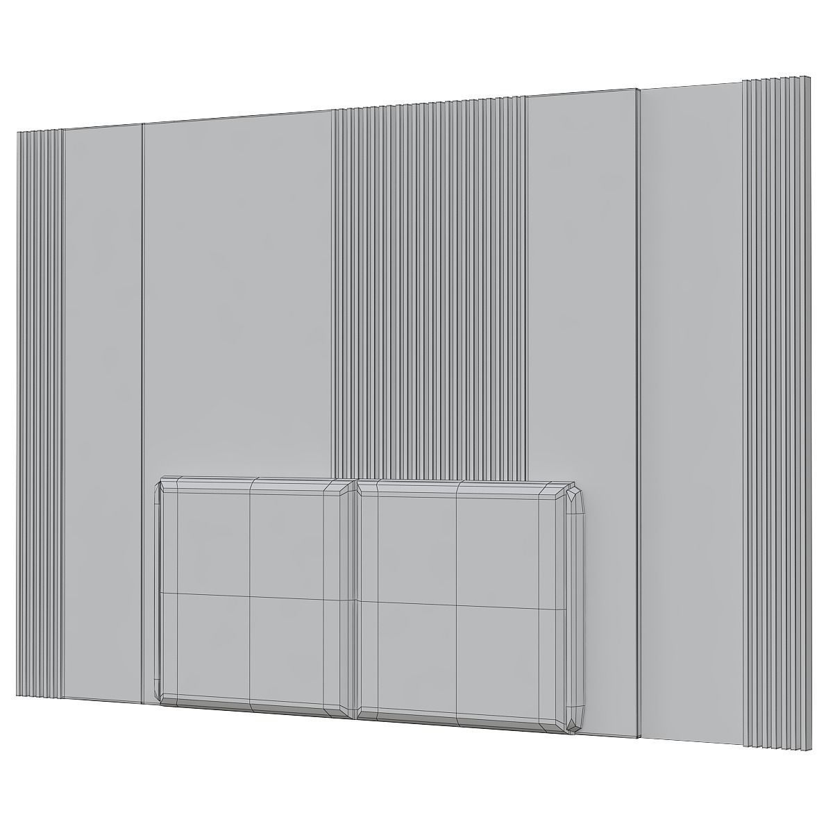 Headboard 3d model wall with door Low-poly 3D model_2