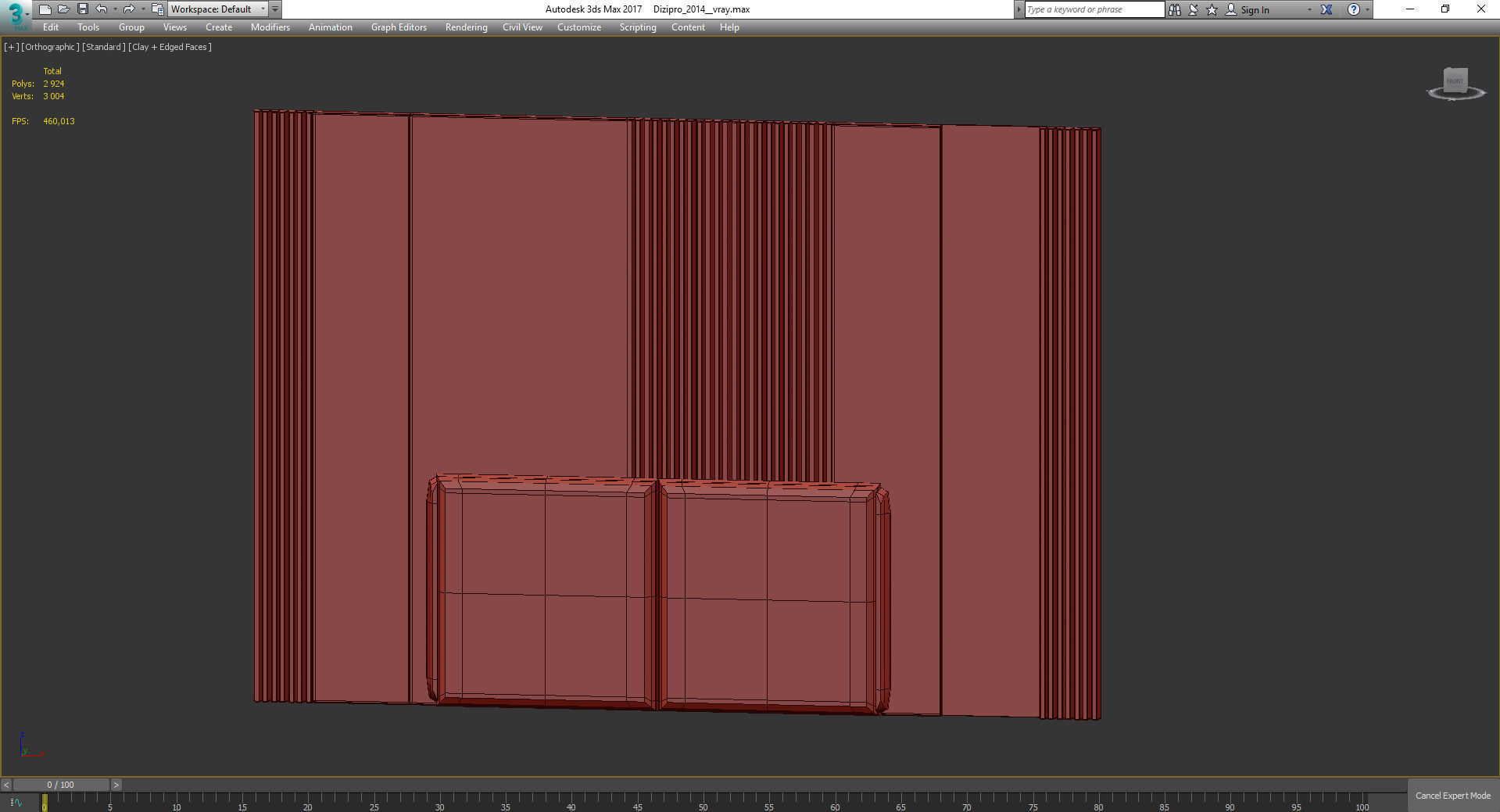 Headboard 3d model wall with door Low-poly 3D model_1