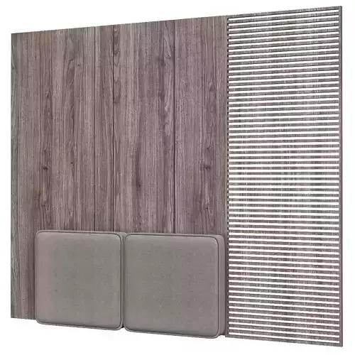 Headboard 3d model bed with wood panels and cushions