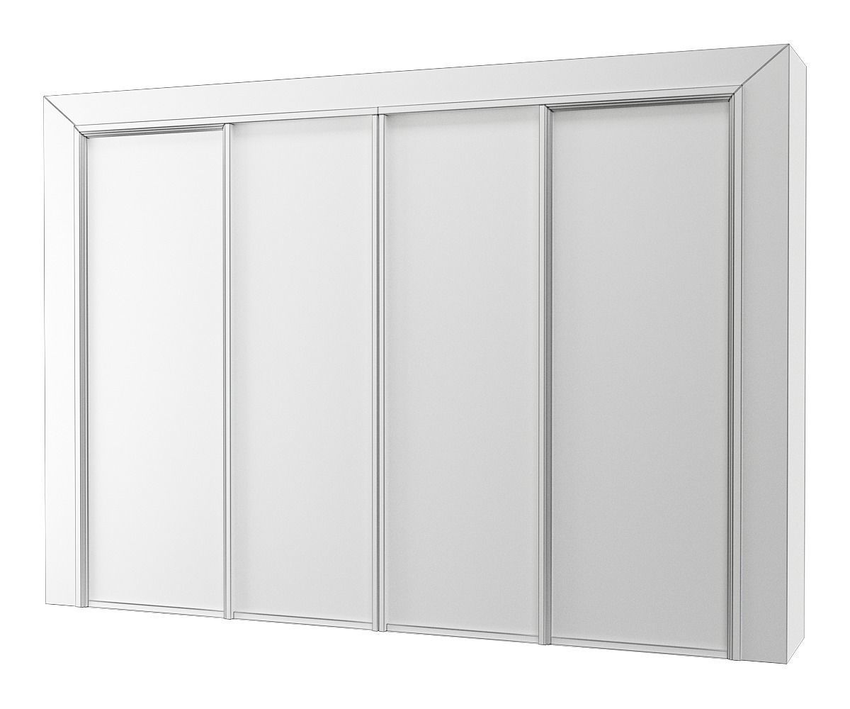 Wardrobe 3d model sliding closet door with mirrors Low-poly 3D model_1