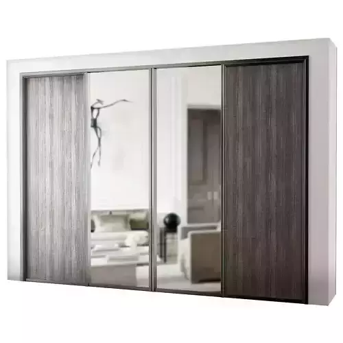Wardrobe 3d model sliding closet door with mirrors