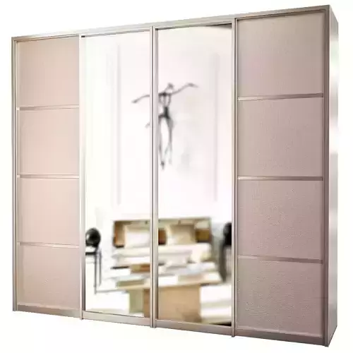 Wardrobe 3d model sliding with mirrors