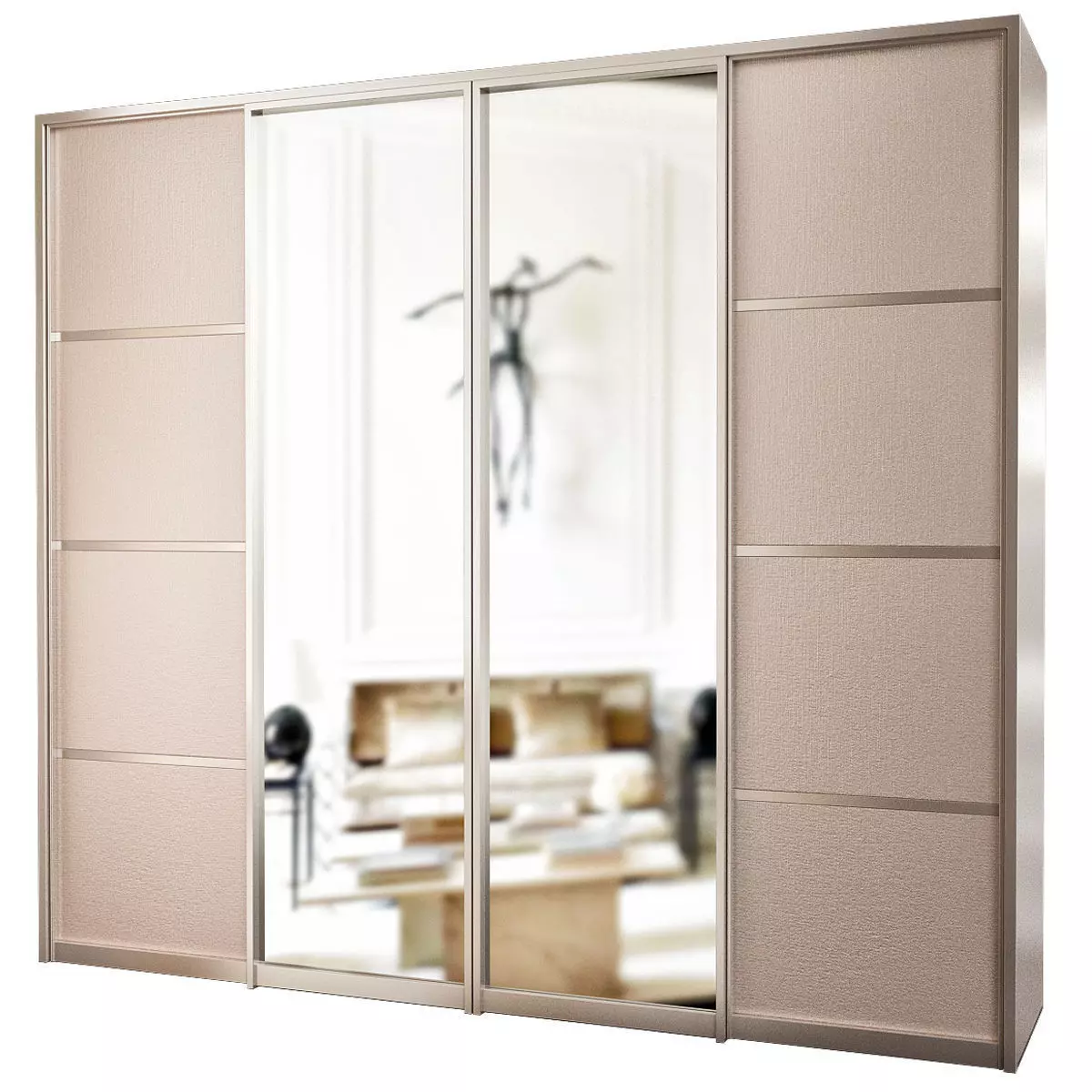 Wardrobe 3d model sliding with mirrors Low-poly 3D model_0