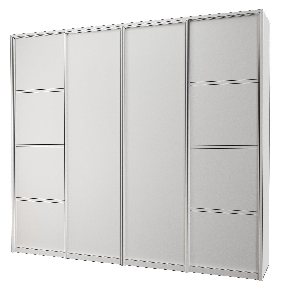 Wardrobe 3d model sliding with mirrors Low-poly 3D model_1