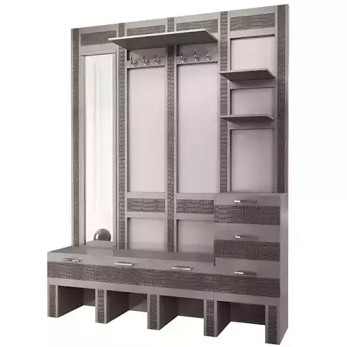 Wardrobe 3d model walk in closet with mirrors and drawers