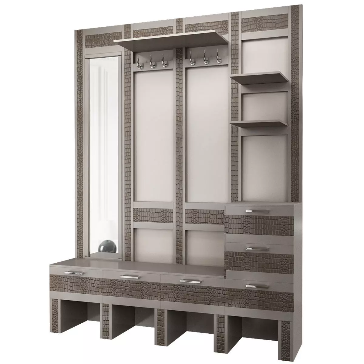 Wardrobe 3d model walk in closet with mirrors and drawers Low-poly 3D model_0