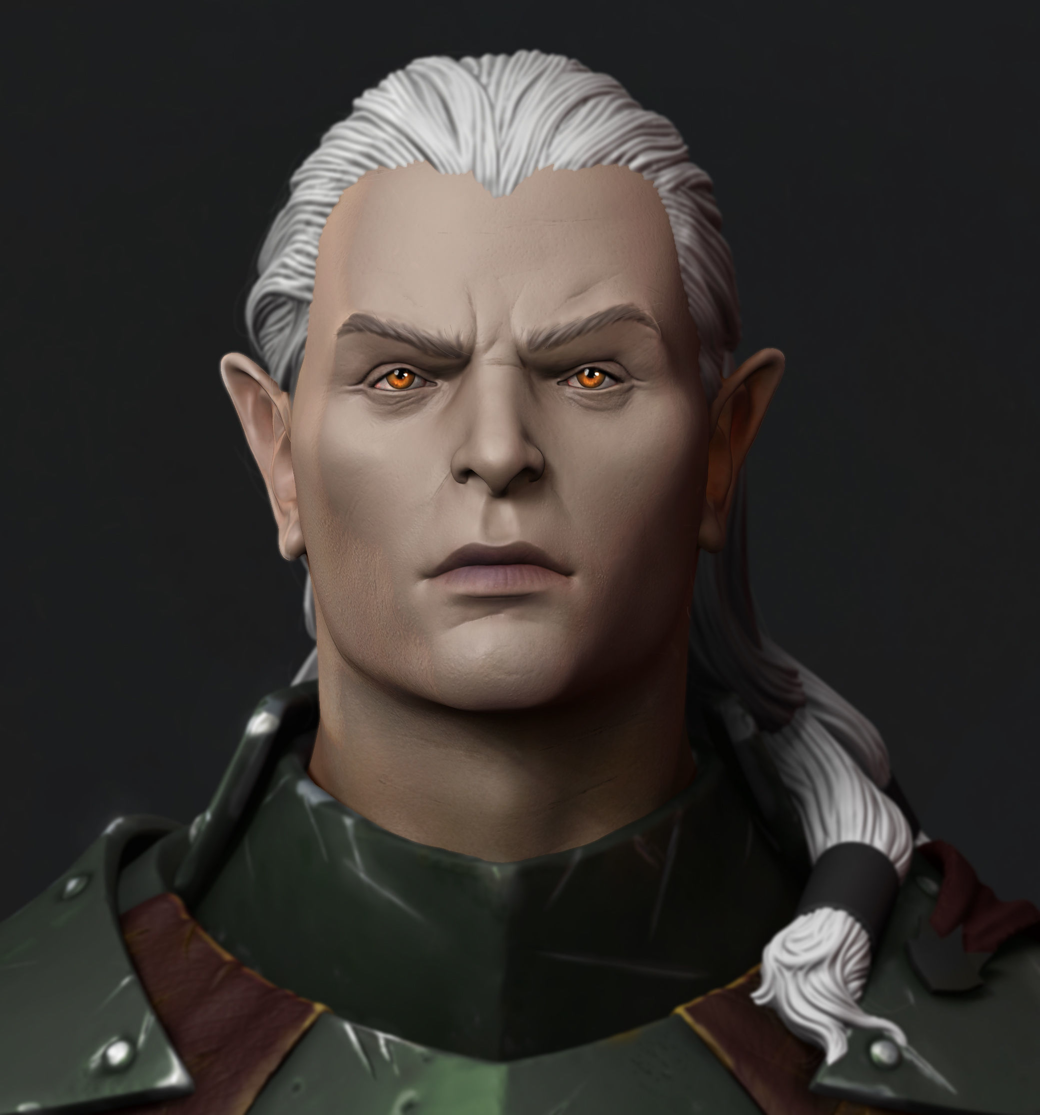 Stl Elves character with hair and armor Free 3D print model_1