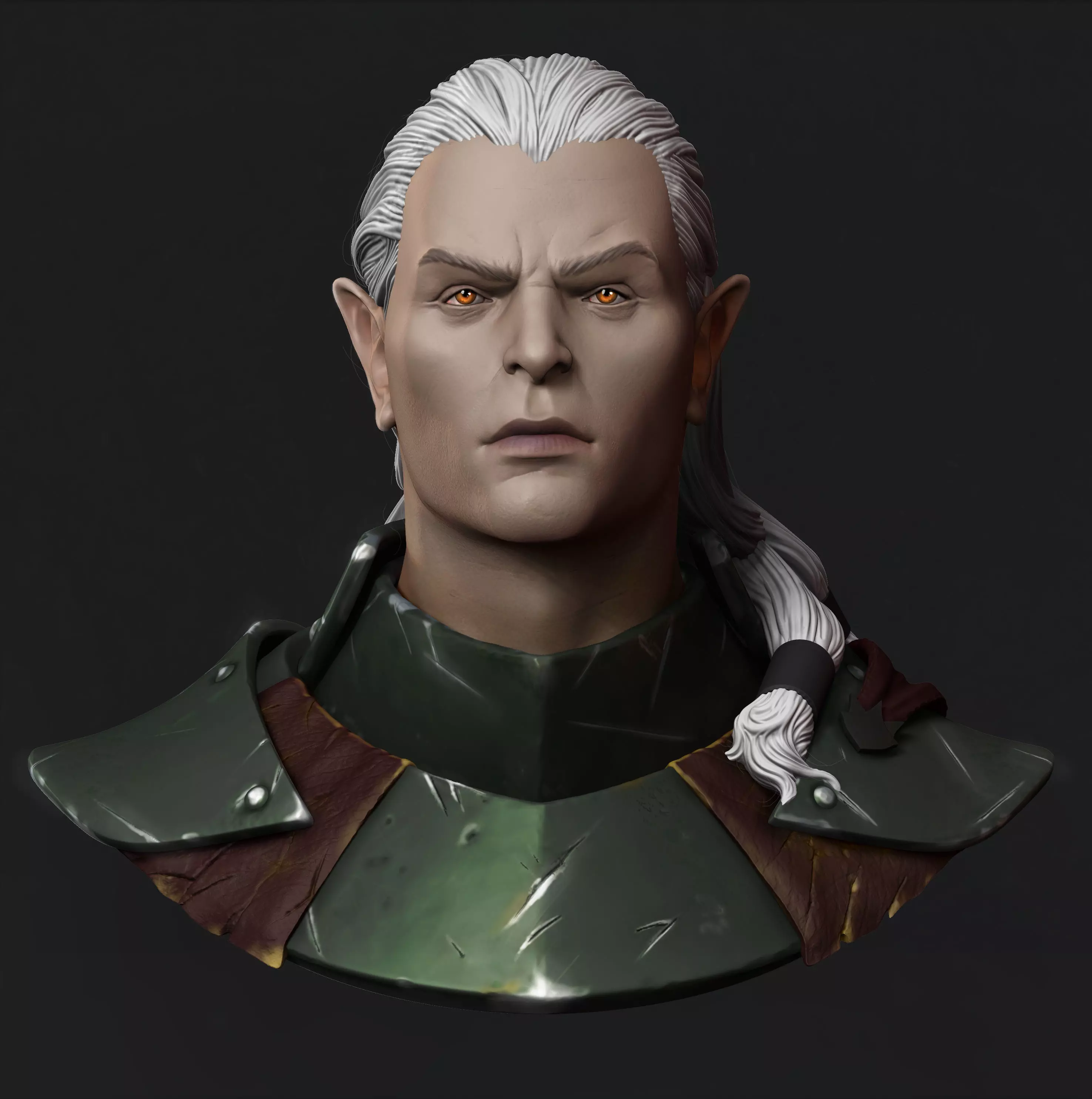 Stl Elves character with hair and armor Free 3D print model_0