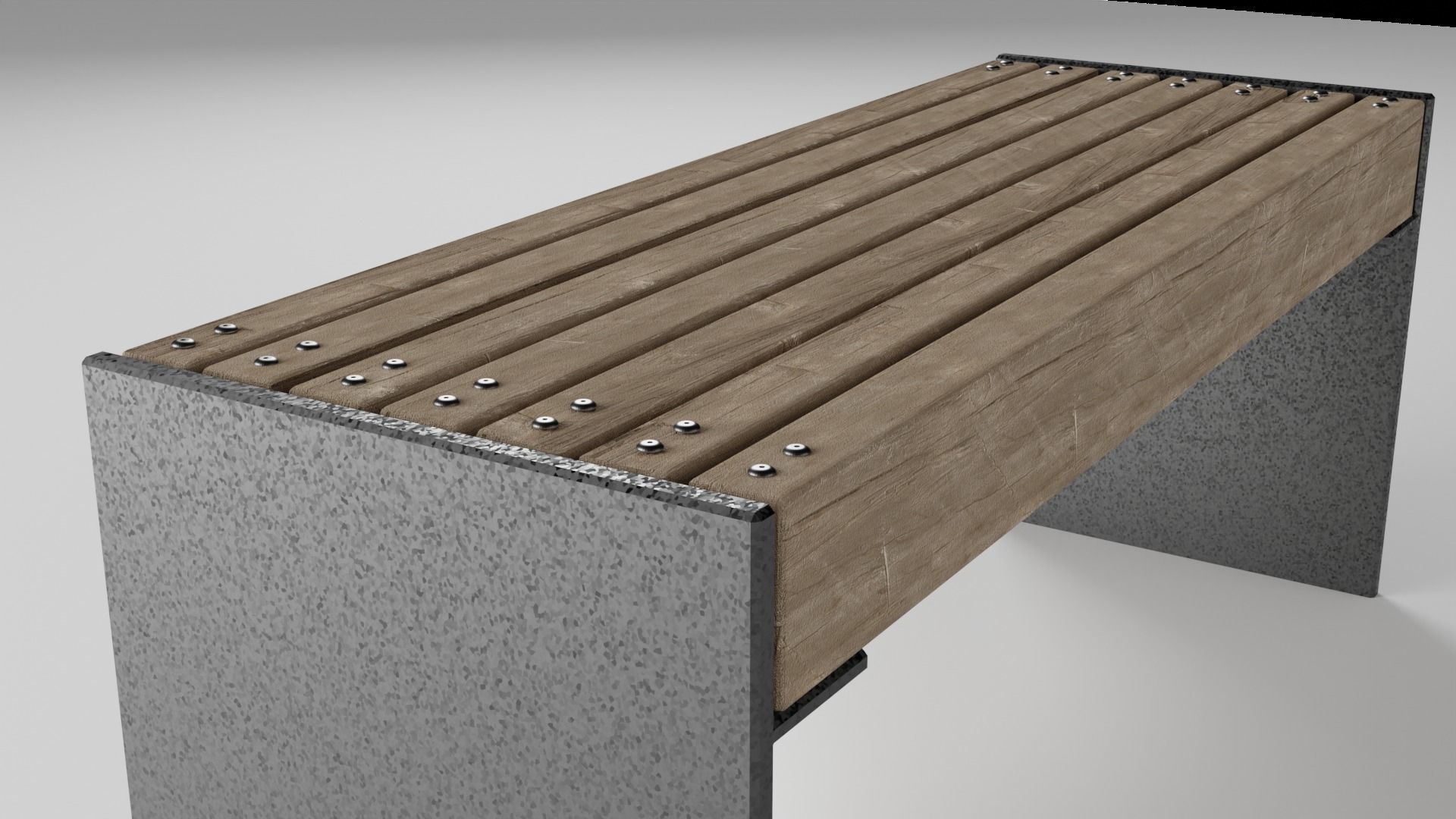 Park Bench Low-poly 3D model_2