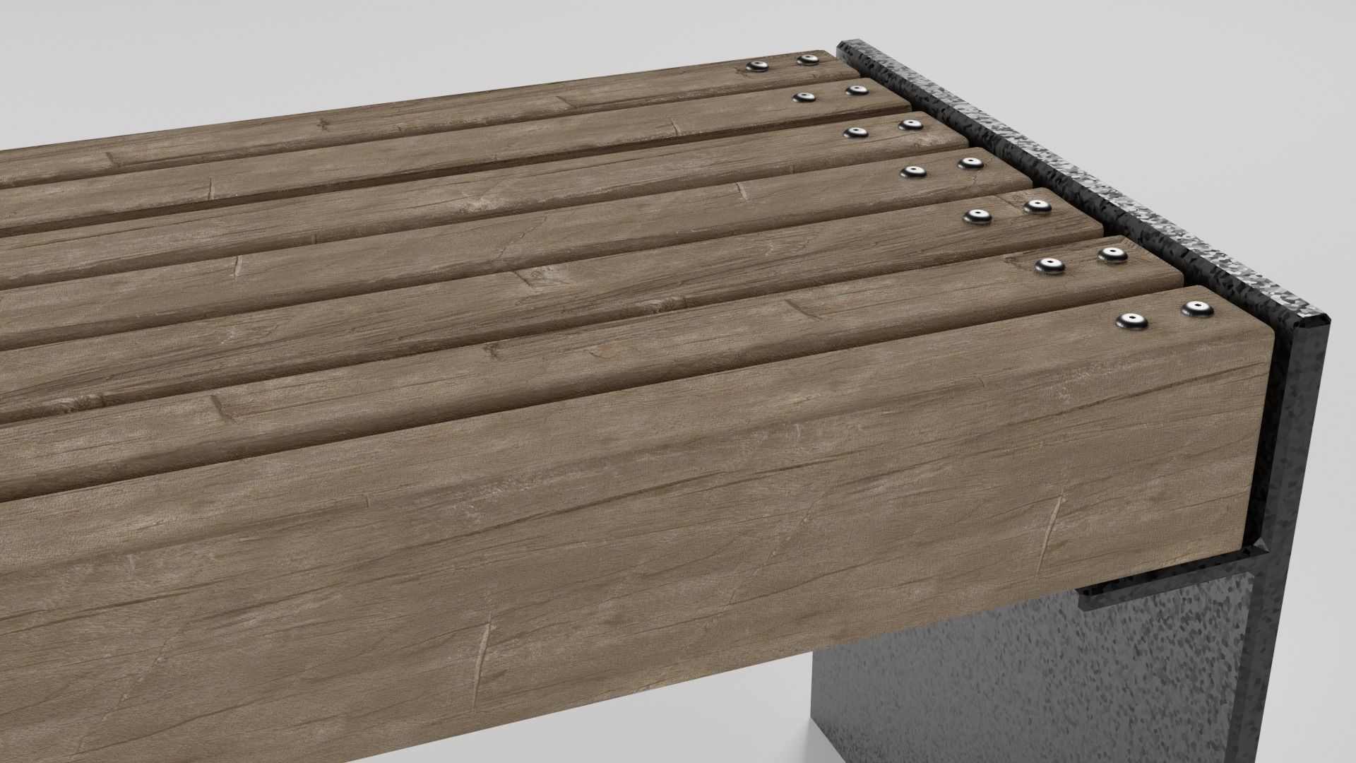 Park Bench Low-poly 3D model_4