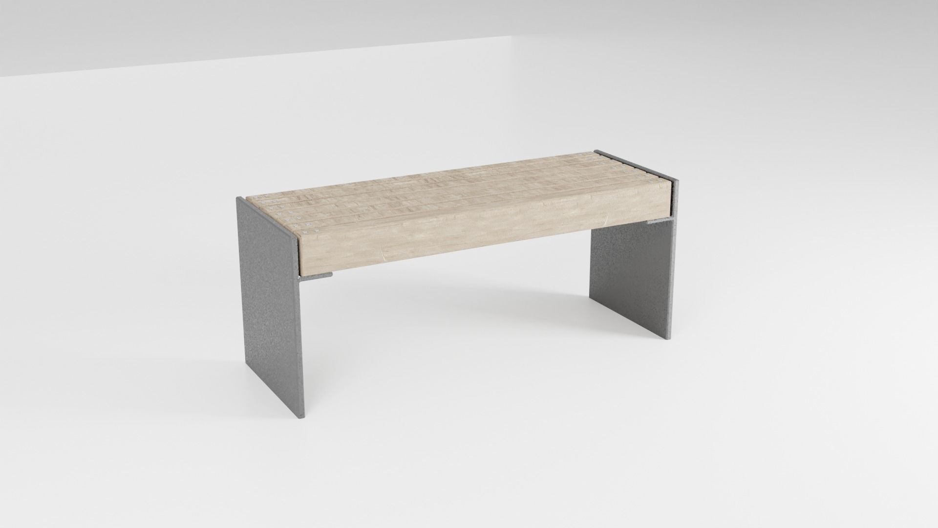 Park Bench Low-poly 3D model_16