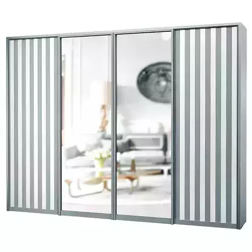 Wardrobe 3d model sliding with mirrors