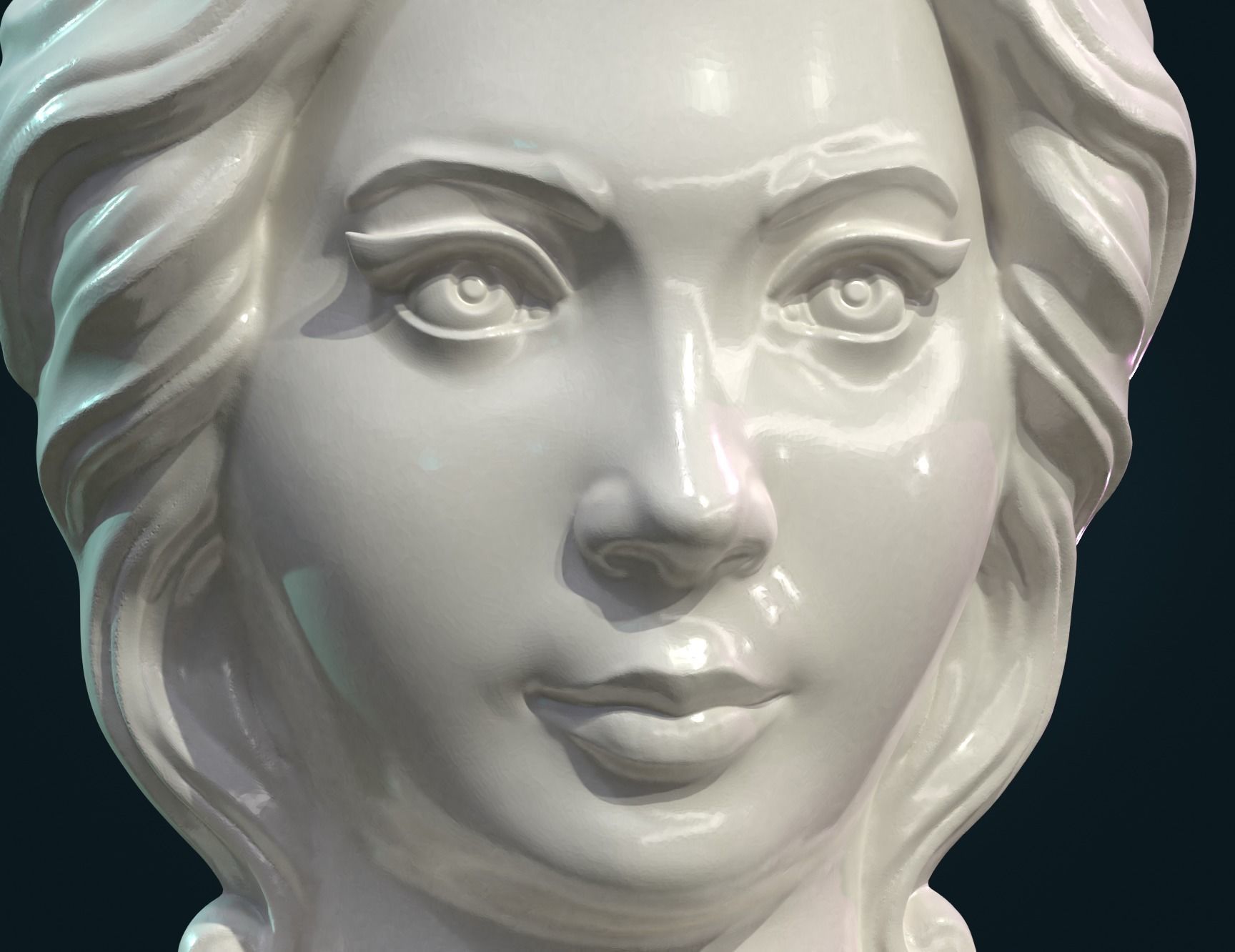 Female woman Face Mascaron 3D print model_9