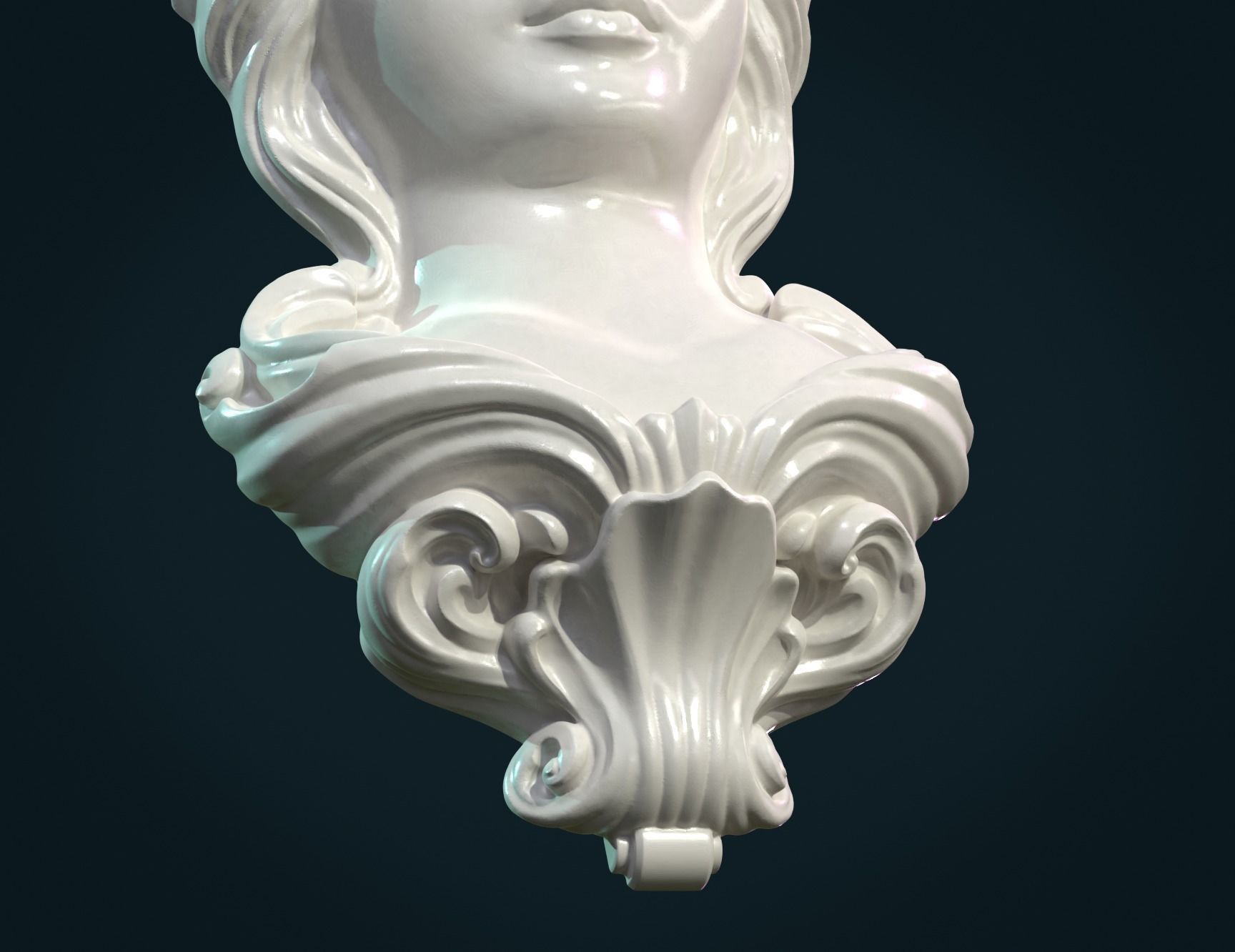 Female woman Face Mascaron 3D print model_13