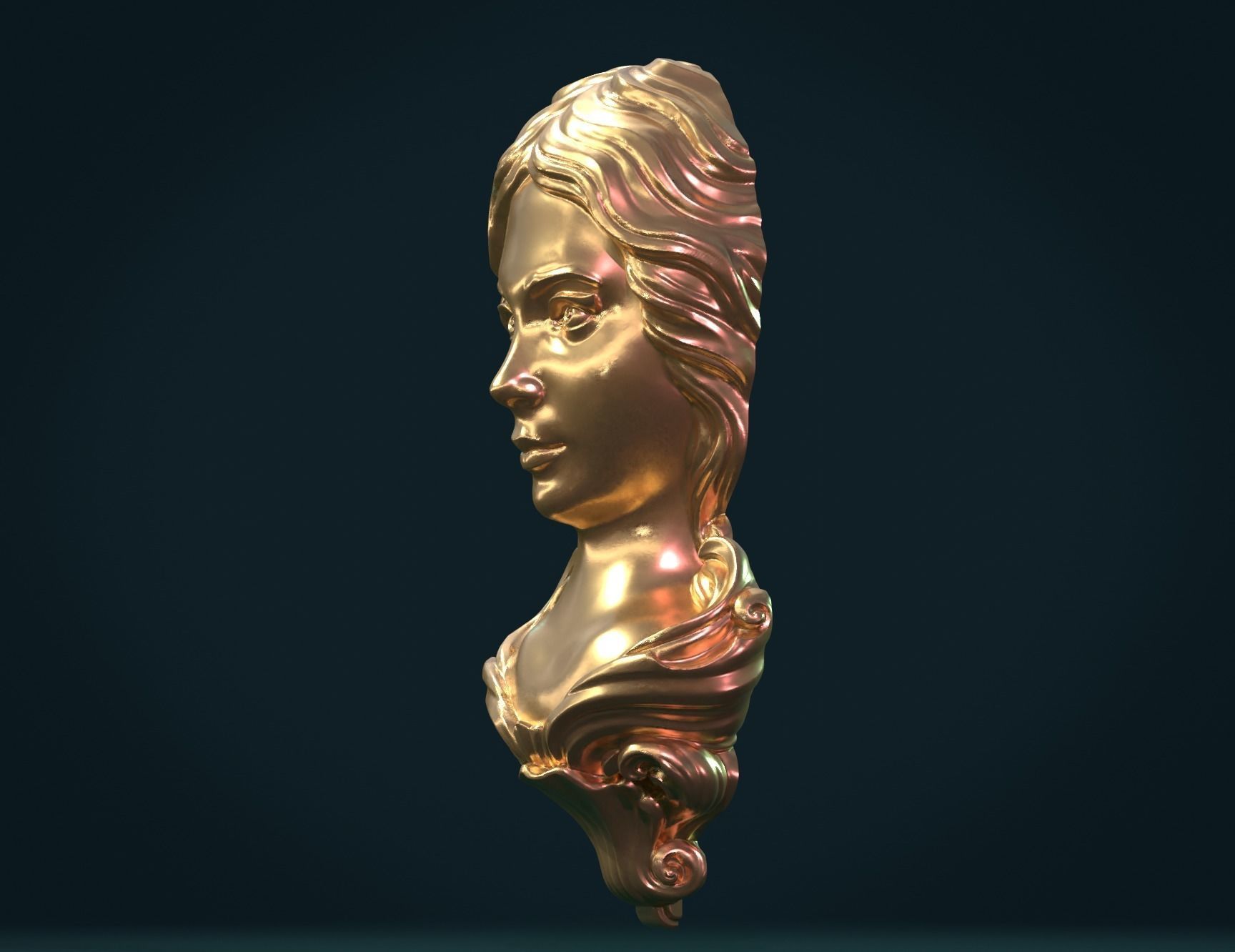 Female woman Face Mascaron 3D print model_7