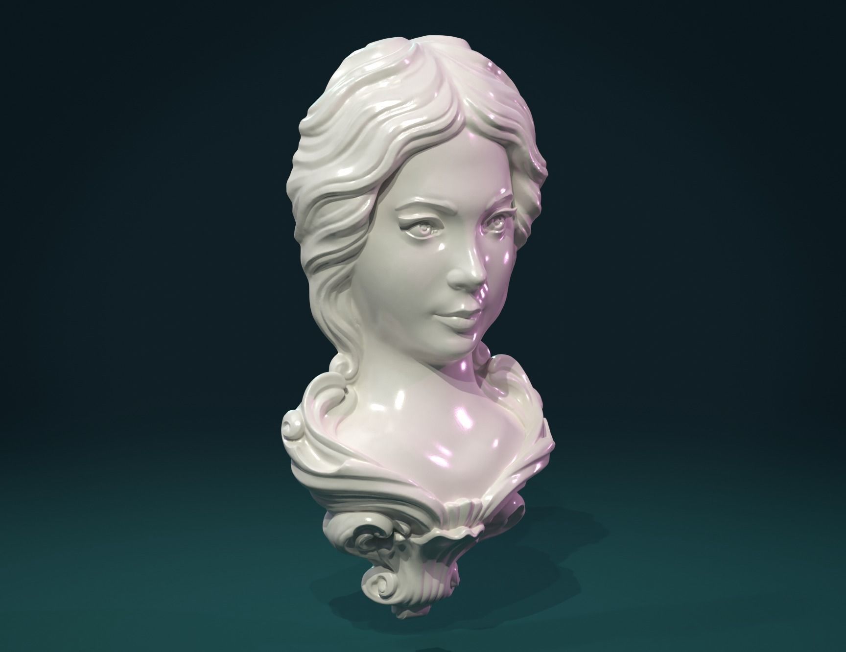 Female woman Face Mascaron 3D print model_5