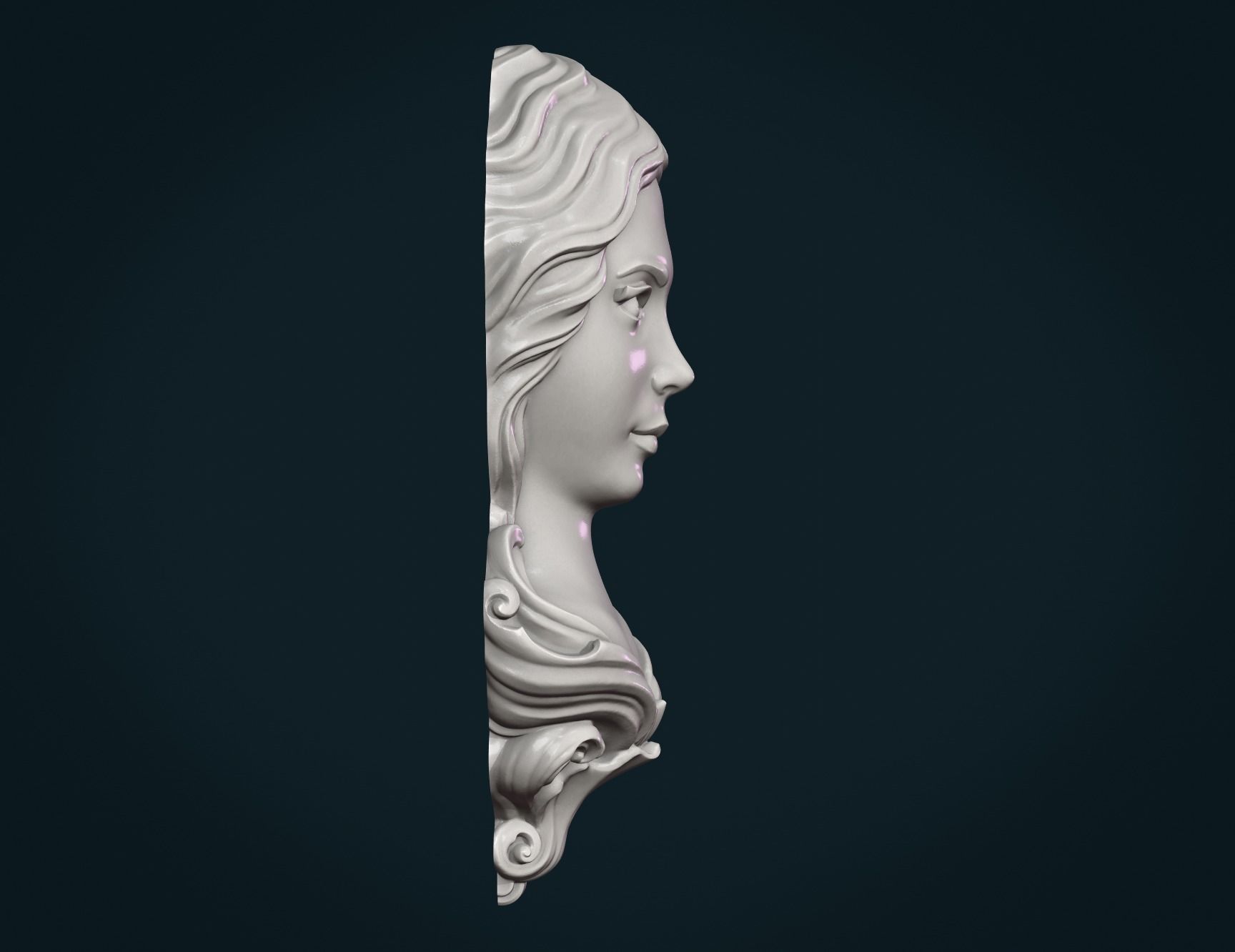 Female woman Face Mascaron 3D print model_22