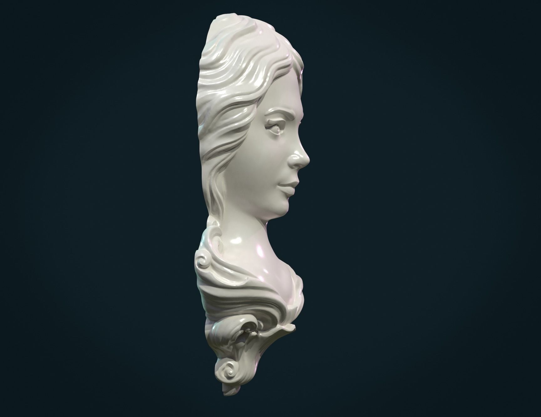 Female woman Face Mascaron 3D print model_4