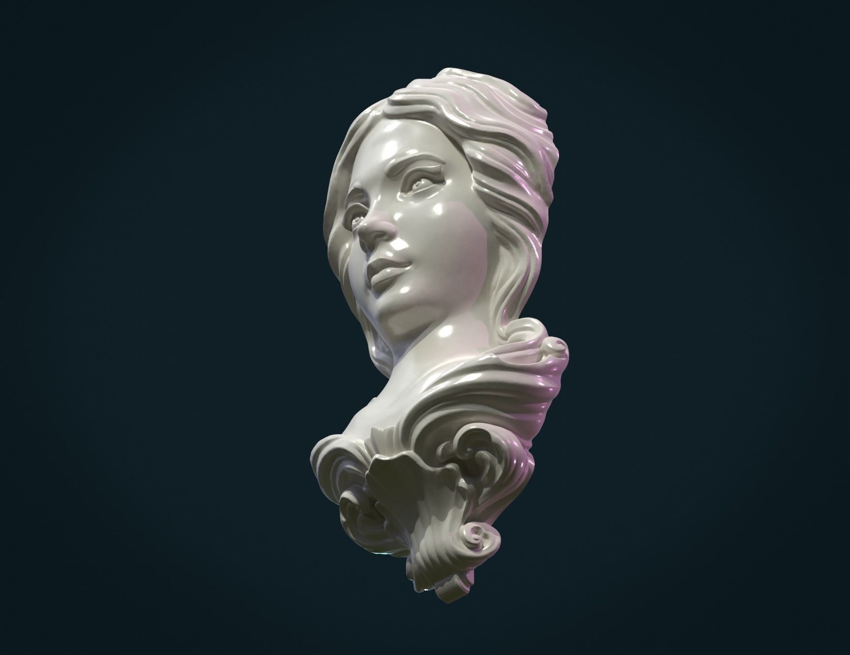 Female woman Face Mascaron 3D print model_3