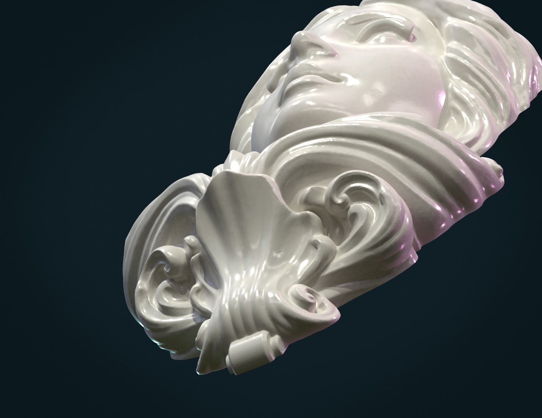 Female woman Face Mascaron 3D print model_15