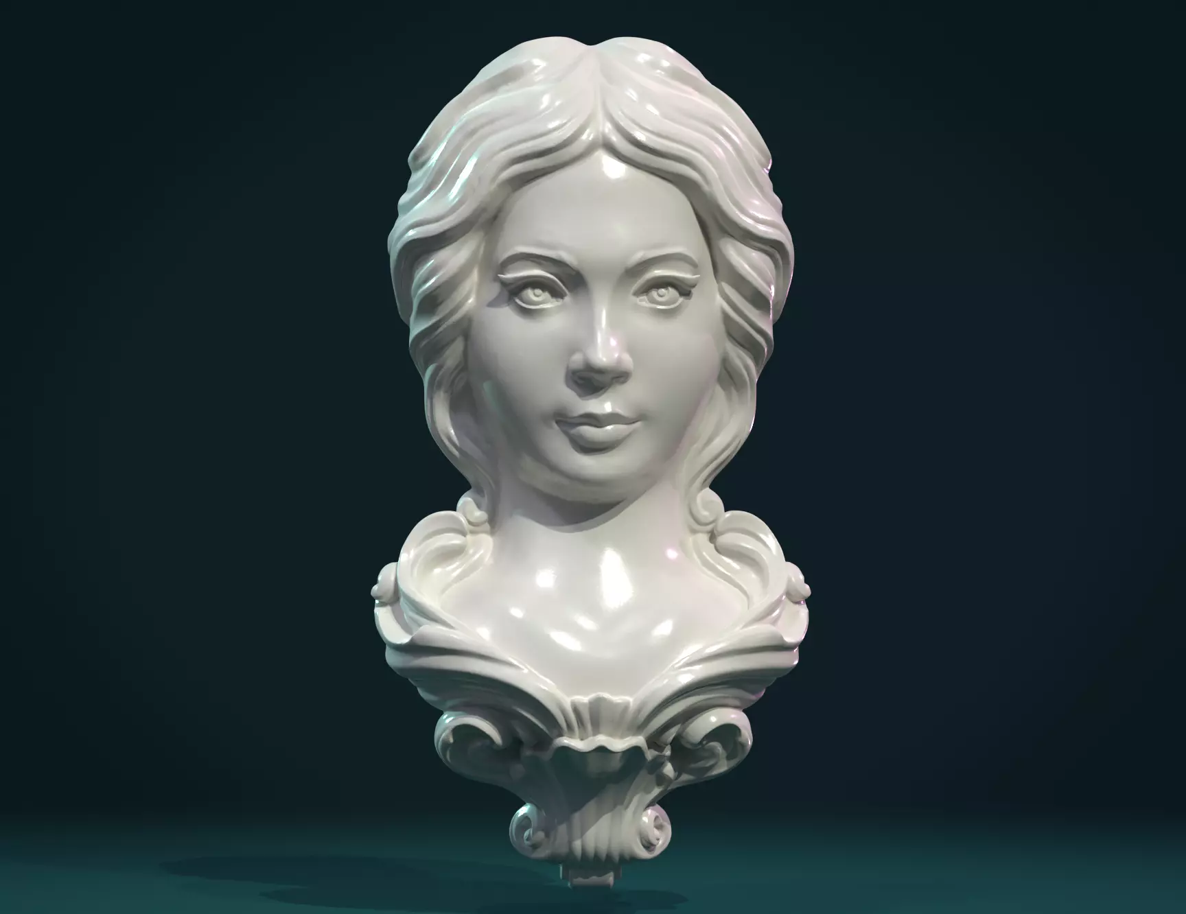 Female woman Face Mascaron 3D print model_0