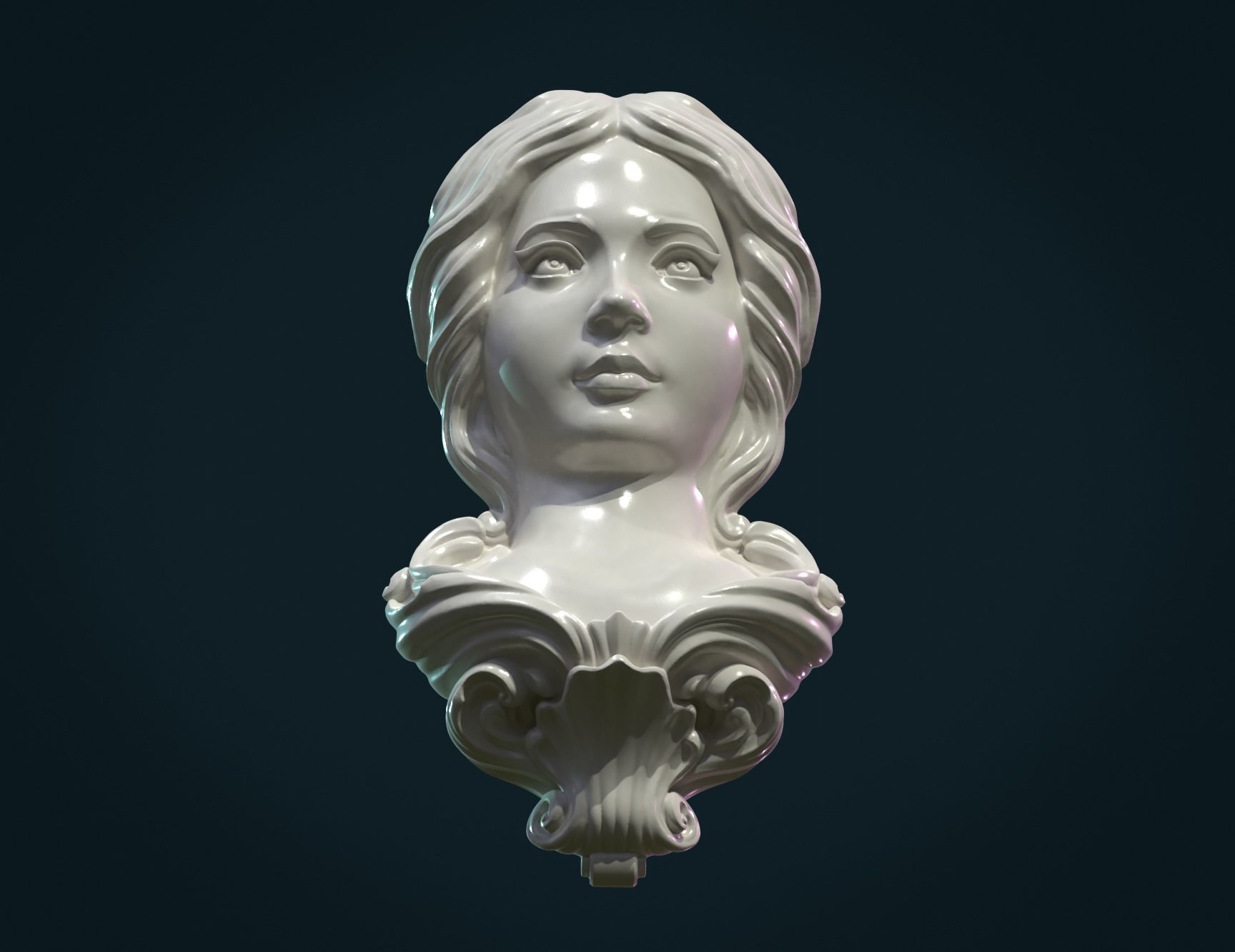 Female woman Face Mascaron 3D print model_2