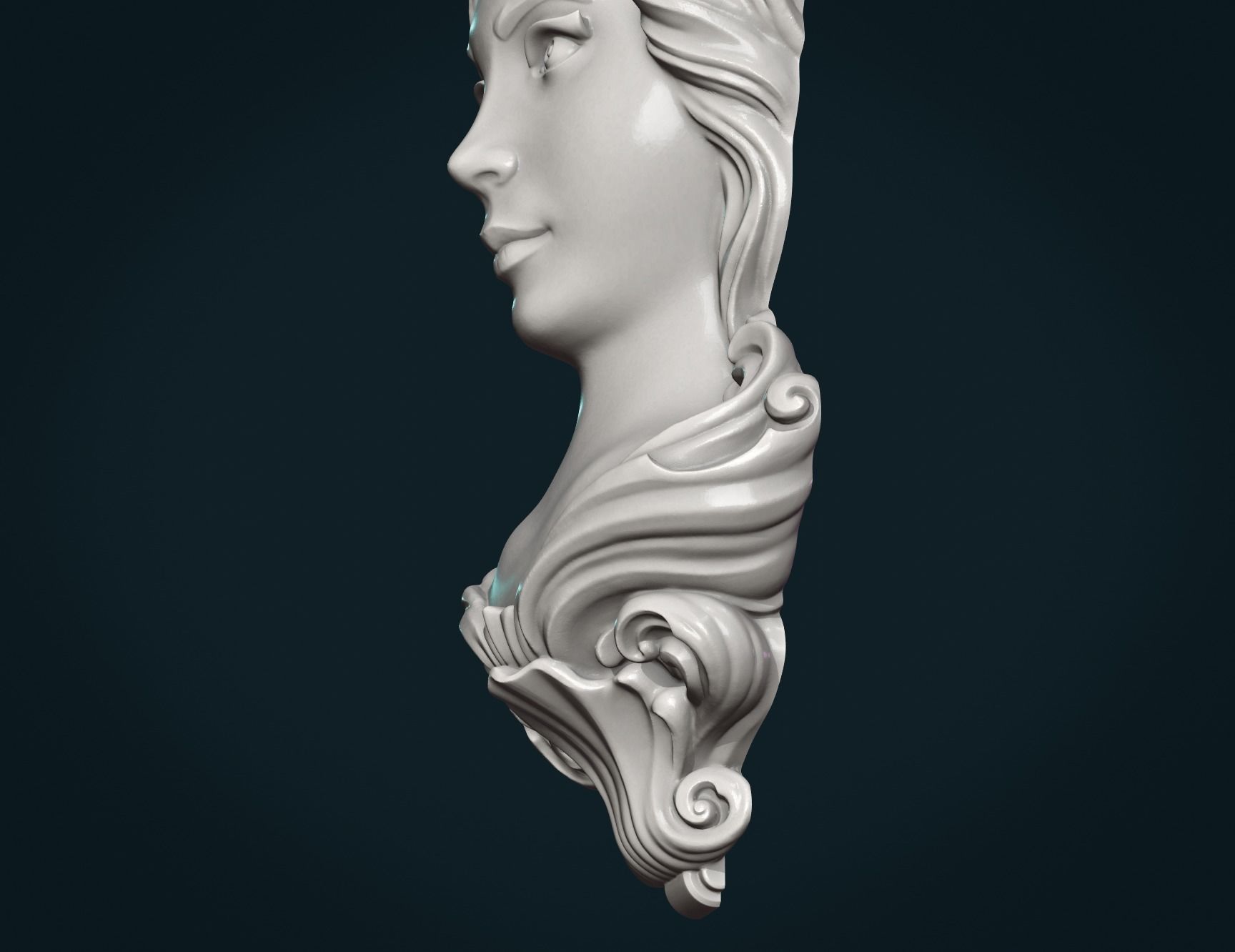 Female woman Face Mascaron 3D print model_20