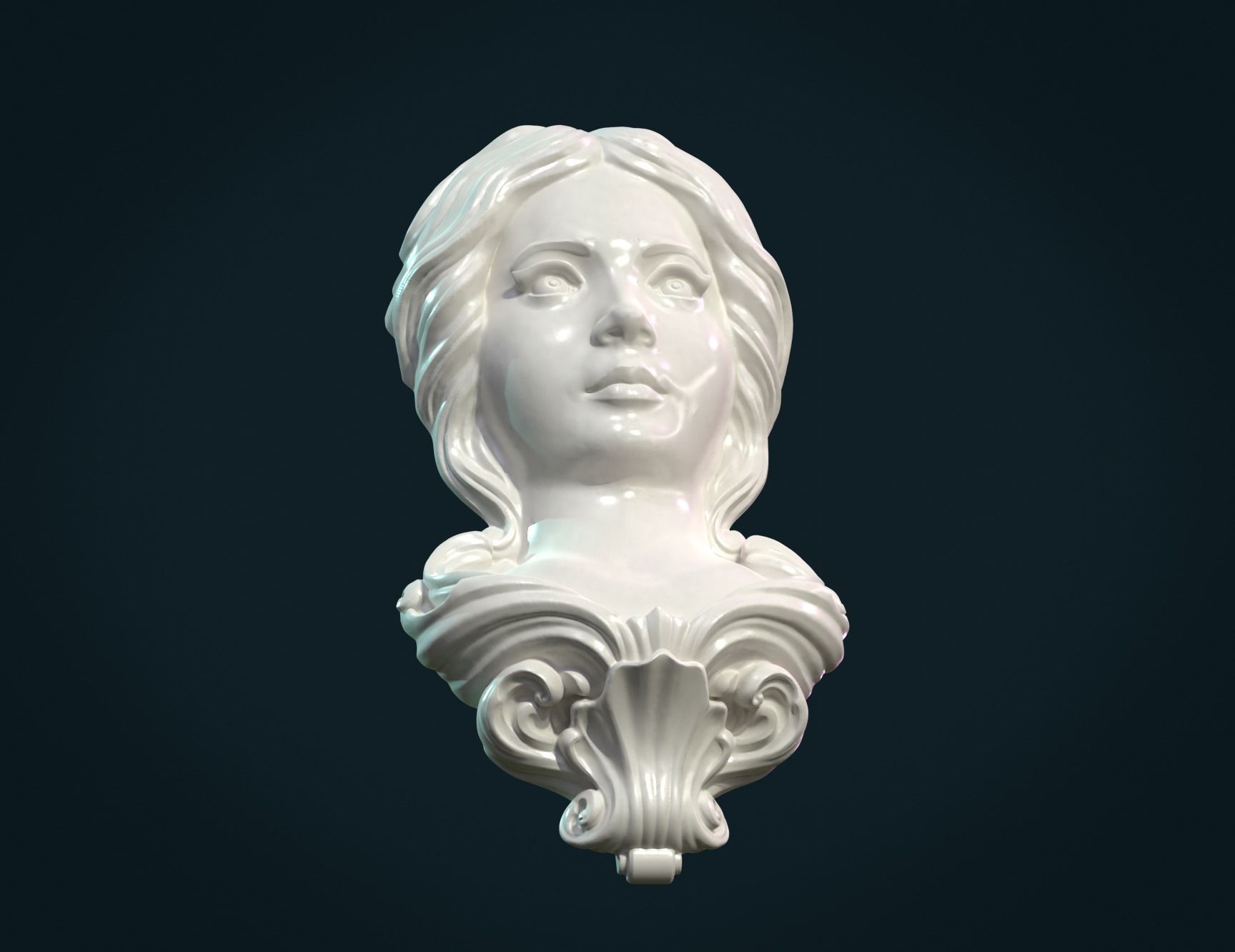 Female woman Face Mascaron 3D print model_12