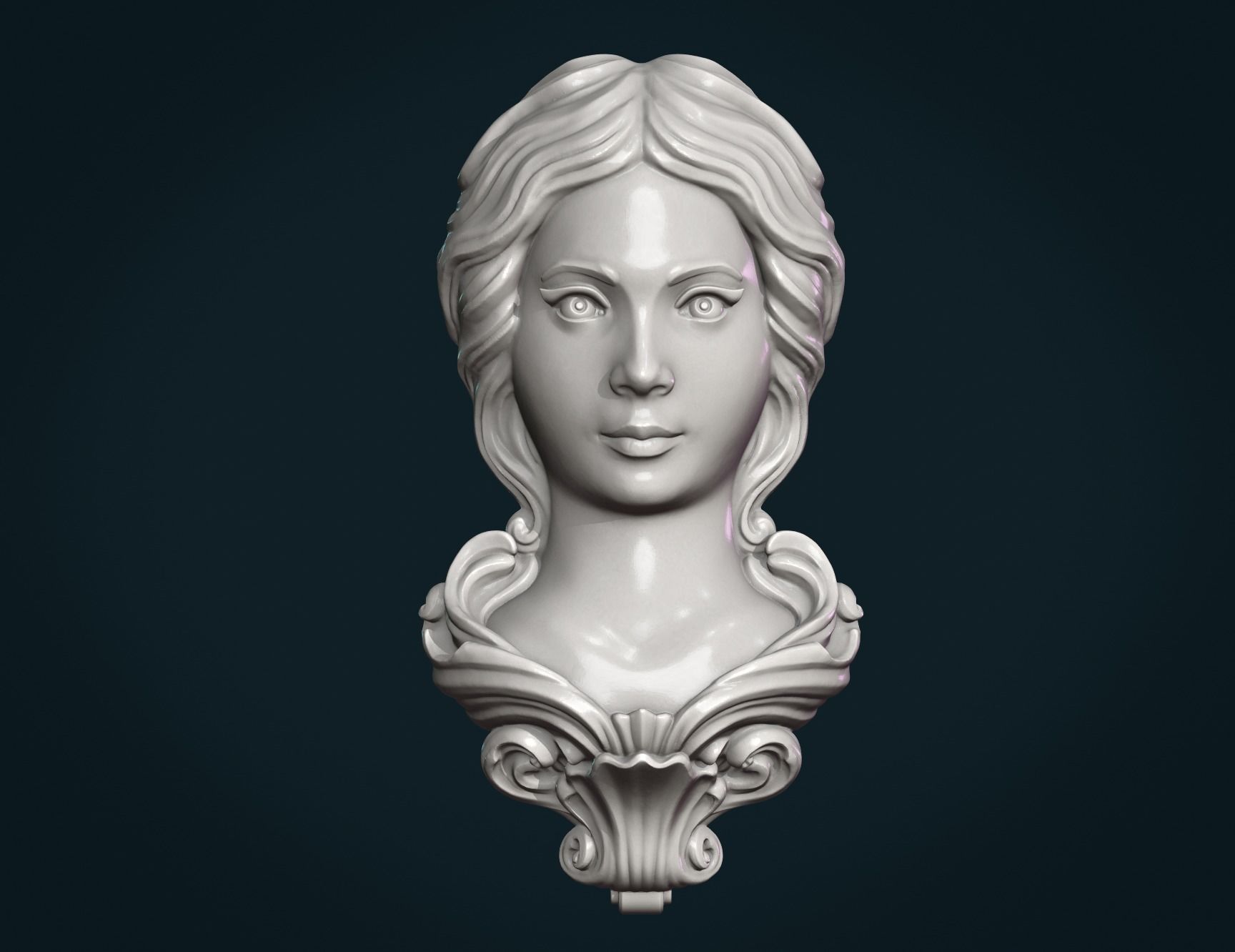 Female woman Face Mascaron 3D print model_21