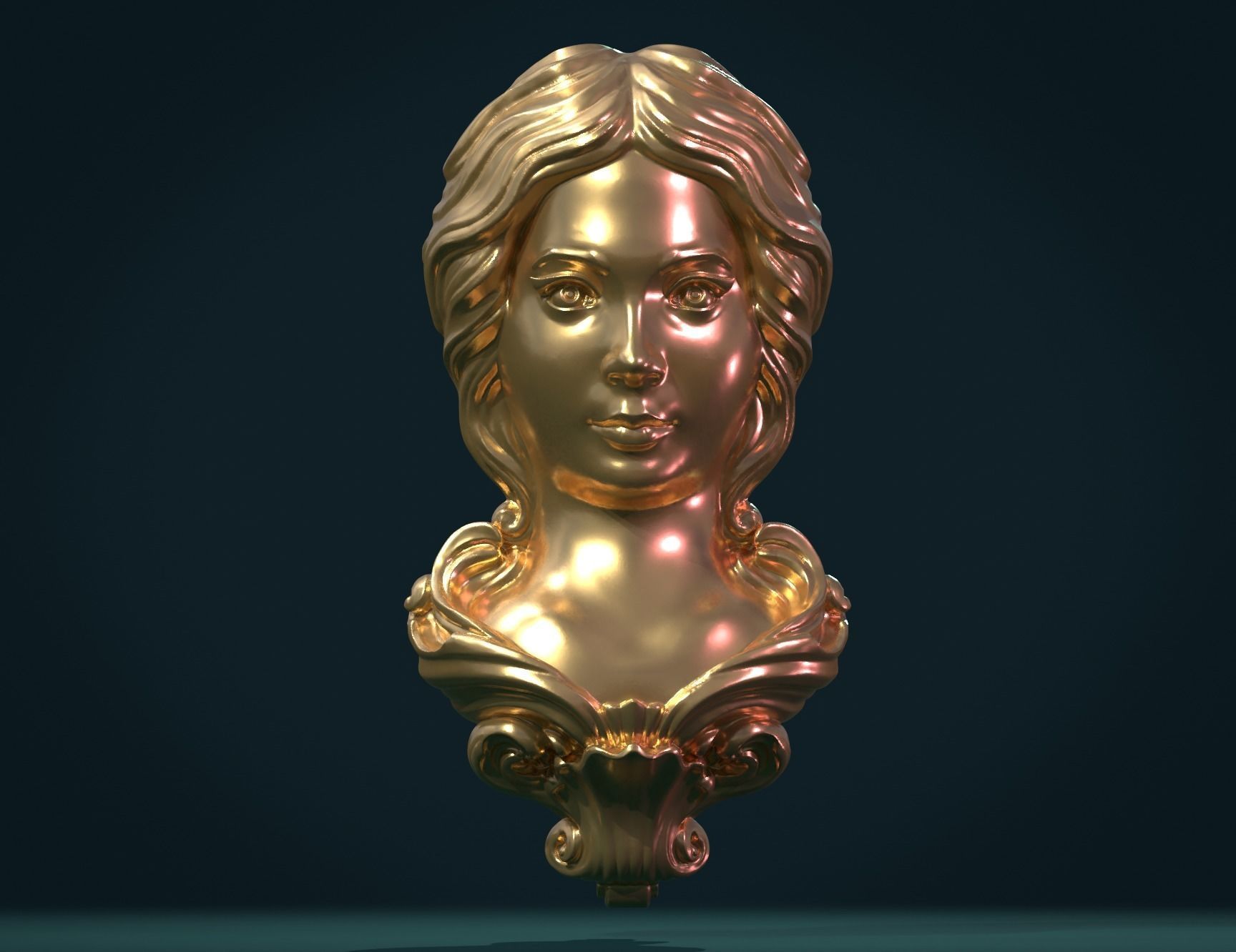 Female woman Face Mascaron 3D print model_6