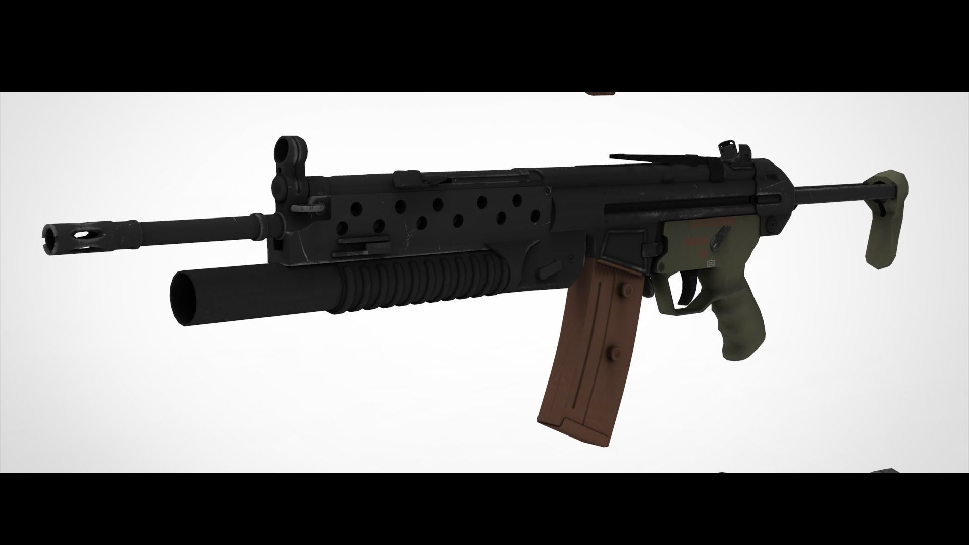 HK 33 Assault Rifle Low-poly 3D model_3