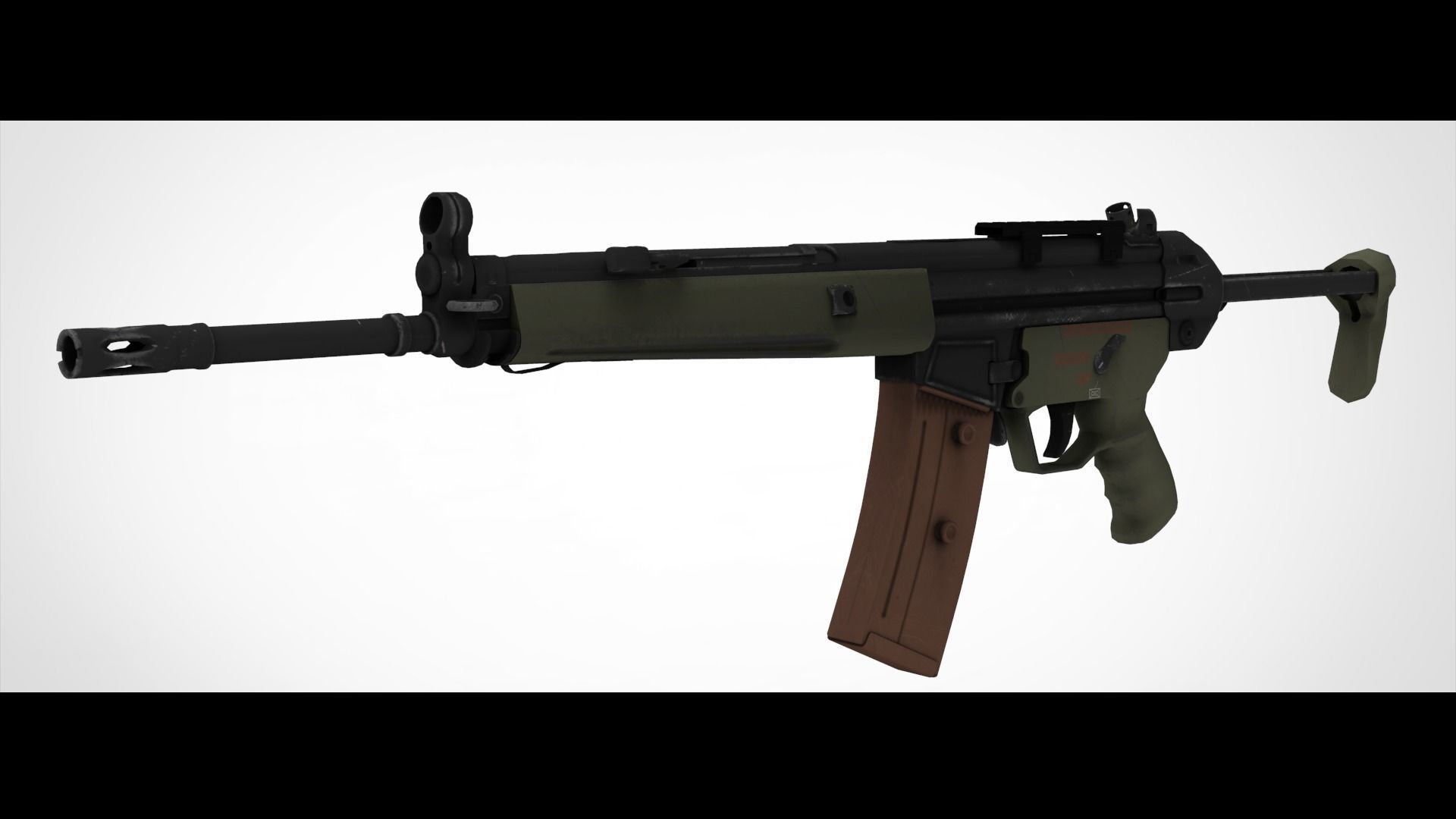 HK 33 Assault Rifle Low-poly 3D model_2