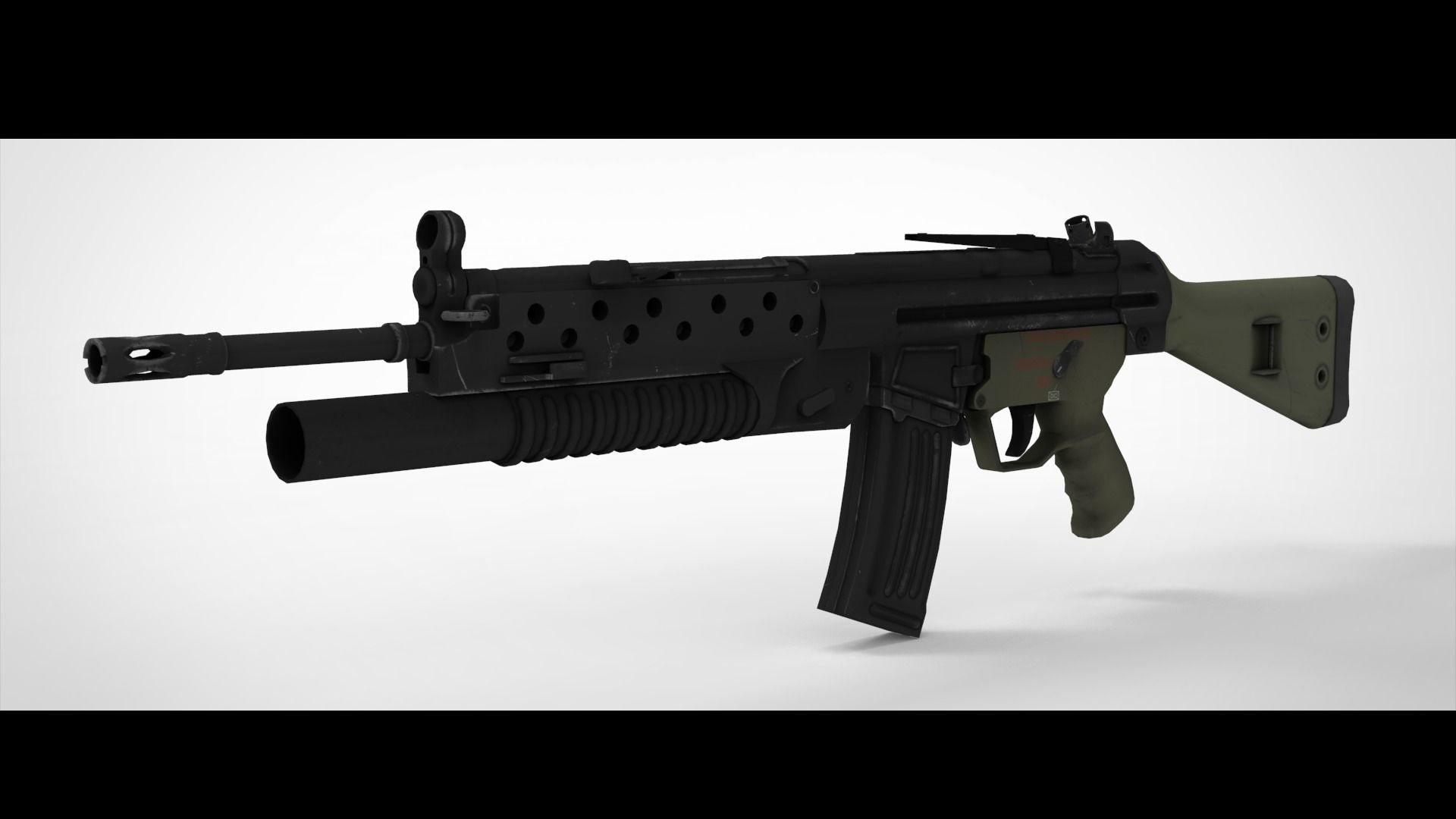 HK 33 Assault Rifle Low-poly 3D model_4