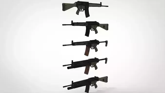 HK 33 Assault Rifle Low-poly 3D model