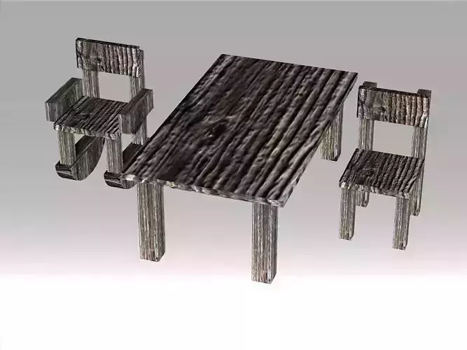 Poor Carpenter furniture collection Low-poly 3D model