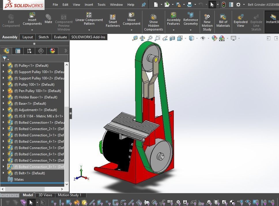 BELT GRINDER SANDER BUFFER EDGE POLISHING MACHINE 3D model_14