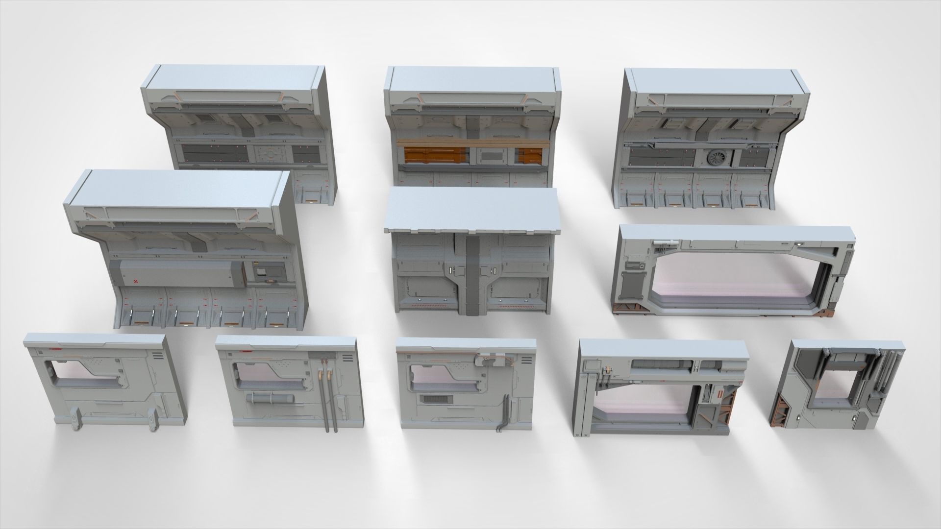sci-fi Architecture kitbash 13 3D model_2