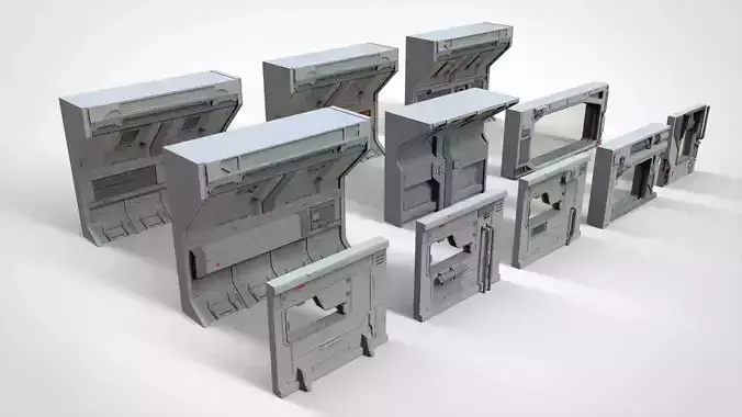sci-fi Architecture kitbash 13 3D model