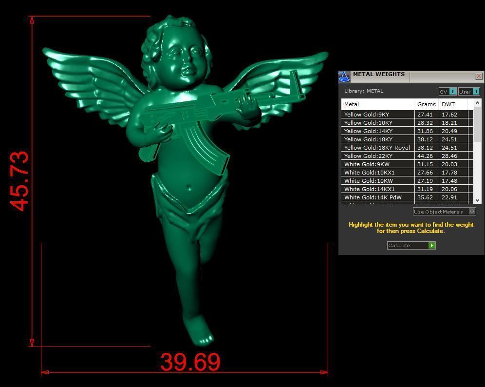 Angel AK pendant 3D print model_4