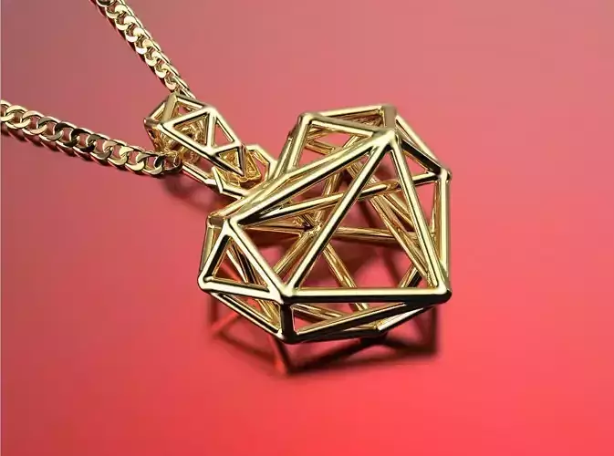 Jewelry Low poly heart pendant Valentines gift