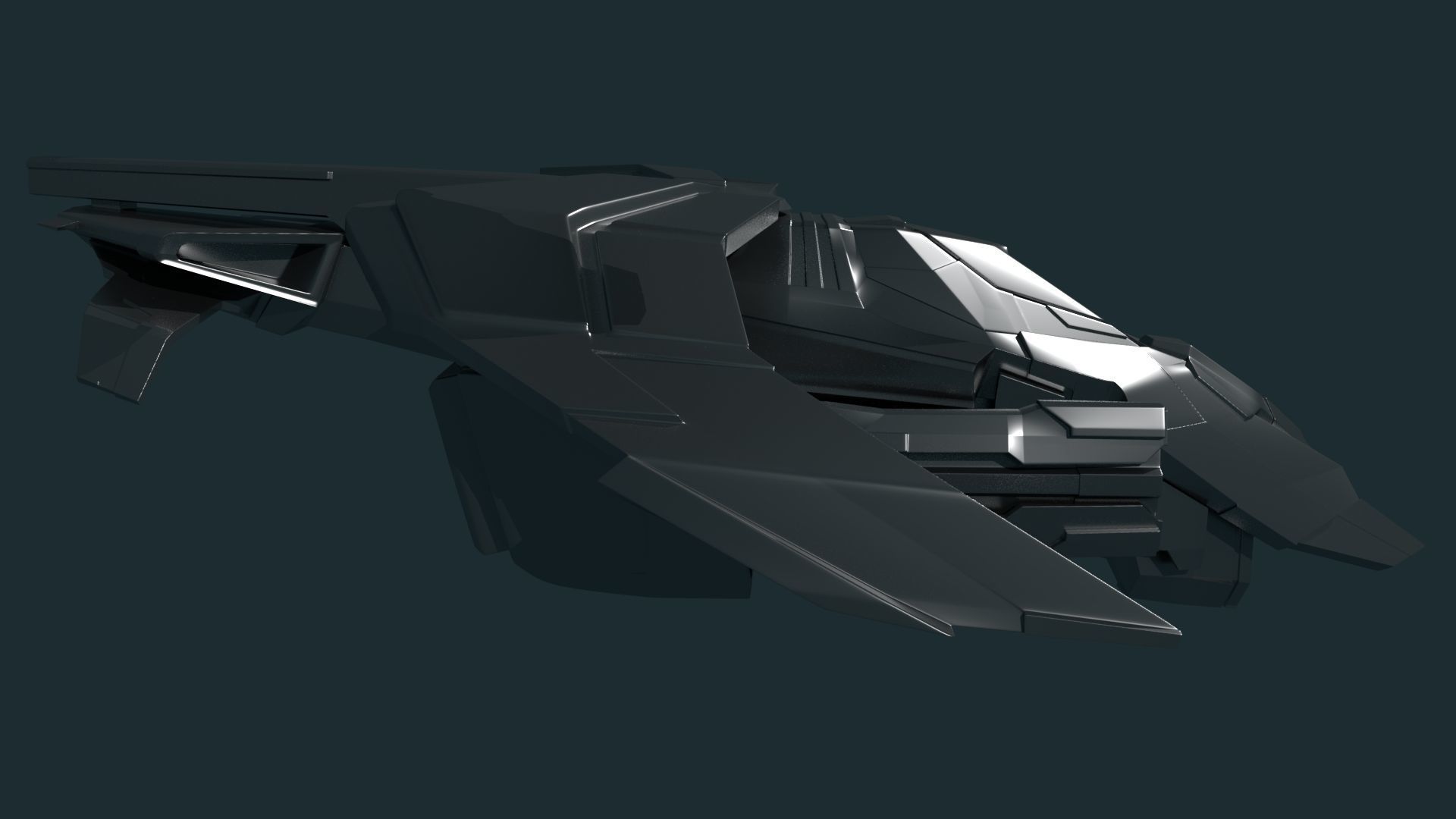 SCI FI WAR FIGHTER Low-poly 3D model_7