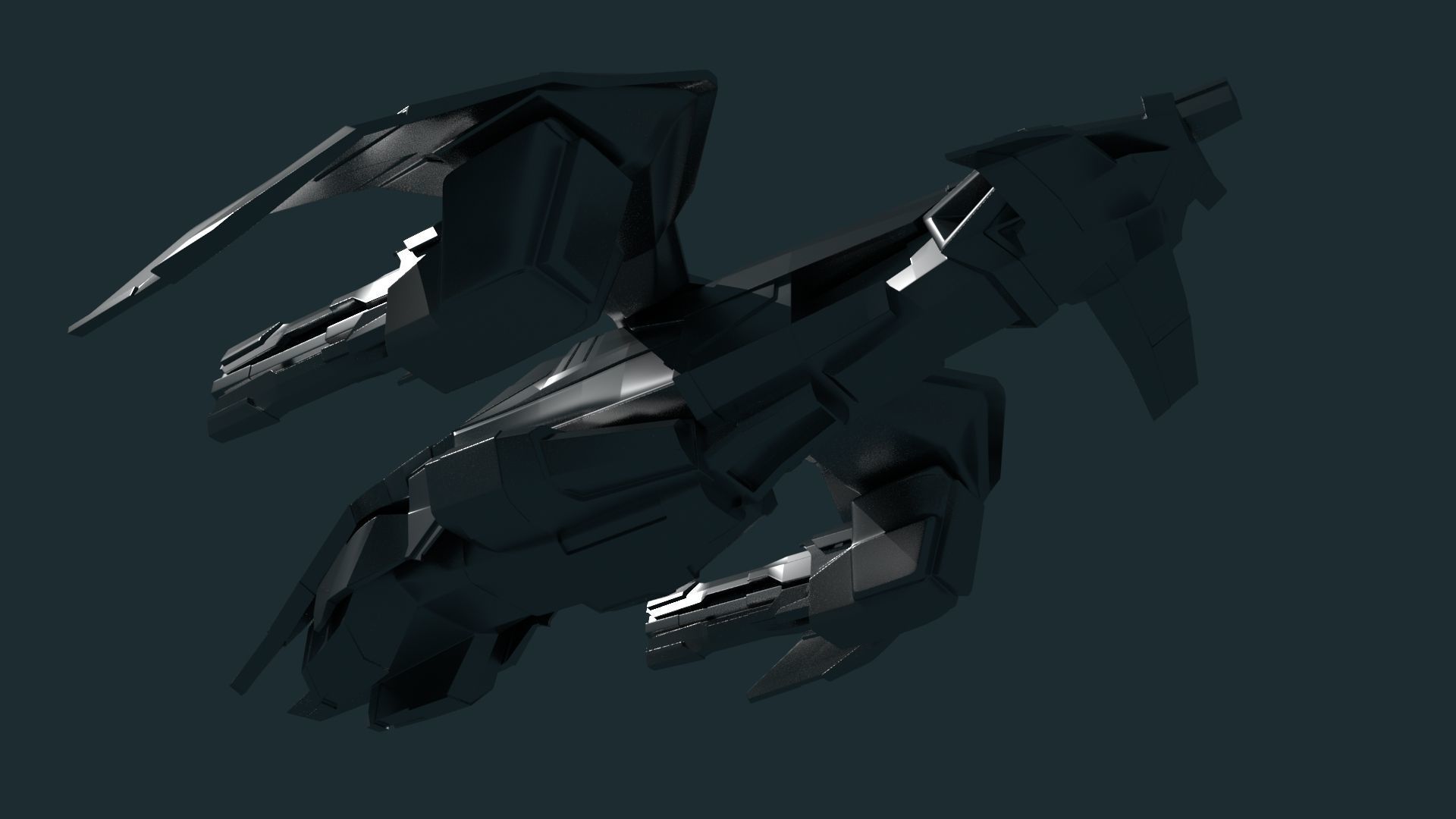 SCI FI WAR FIGHTER Low-poly 3D model_8