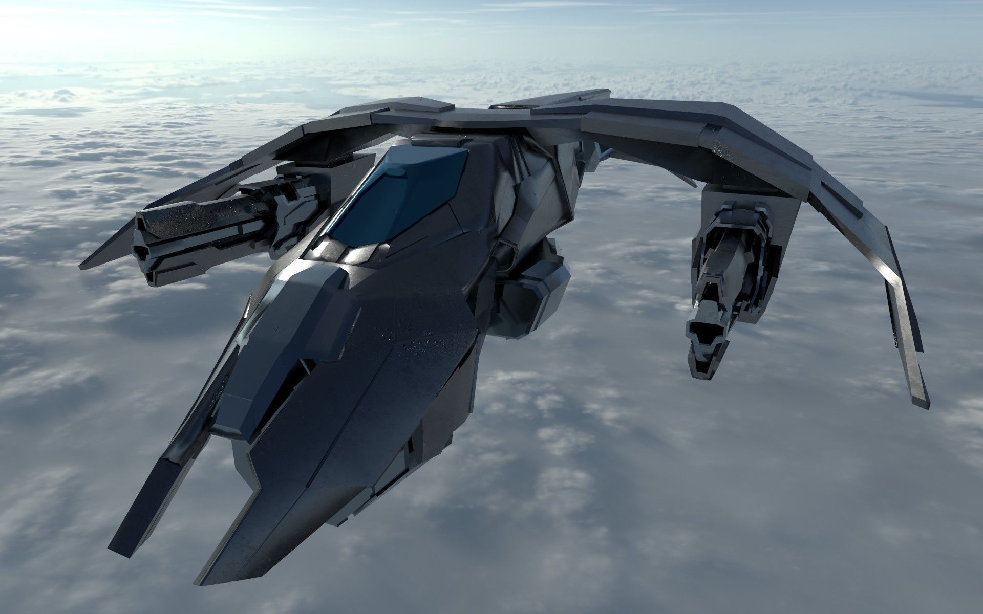 SCI FI WAR FIGHTER Low-poly 3D model_4