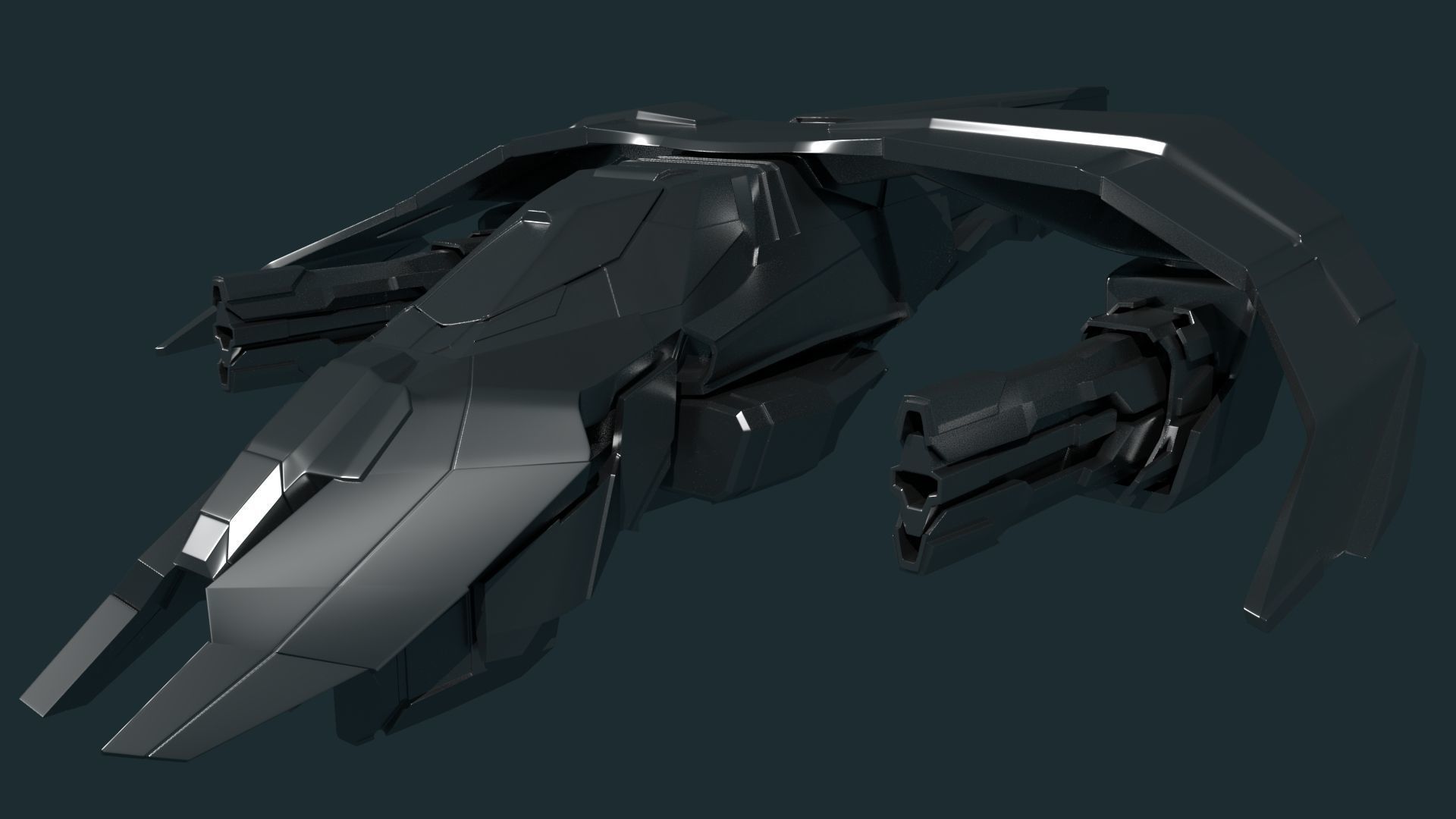 SCI FI WAR FIGHTER Low-poly 3D model_5