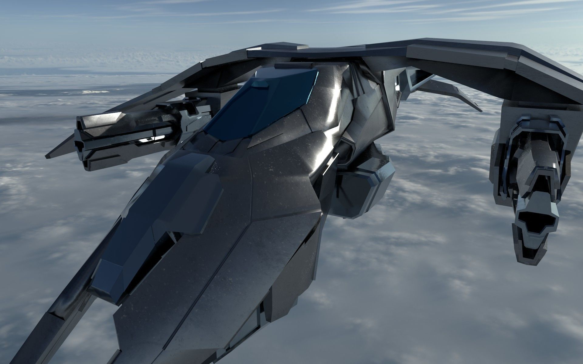 SCI FI WAR FIGHTER Low-poly 3D model_1
