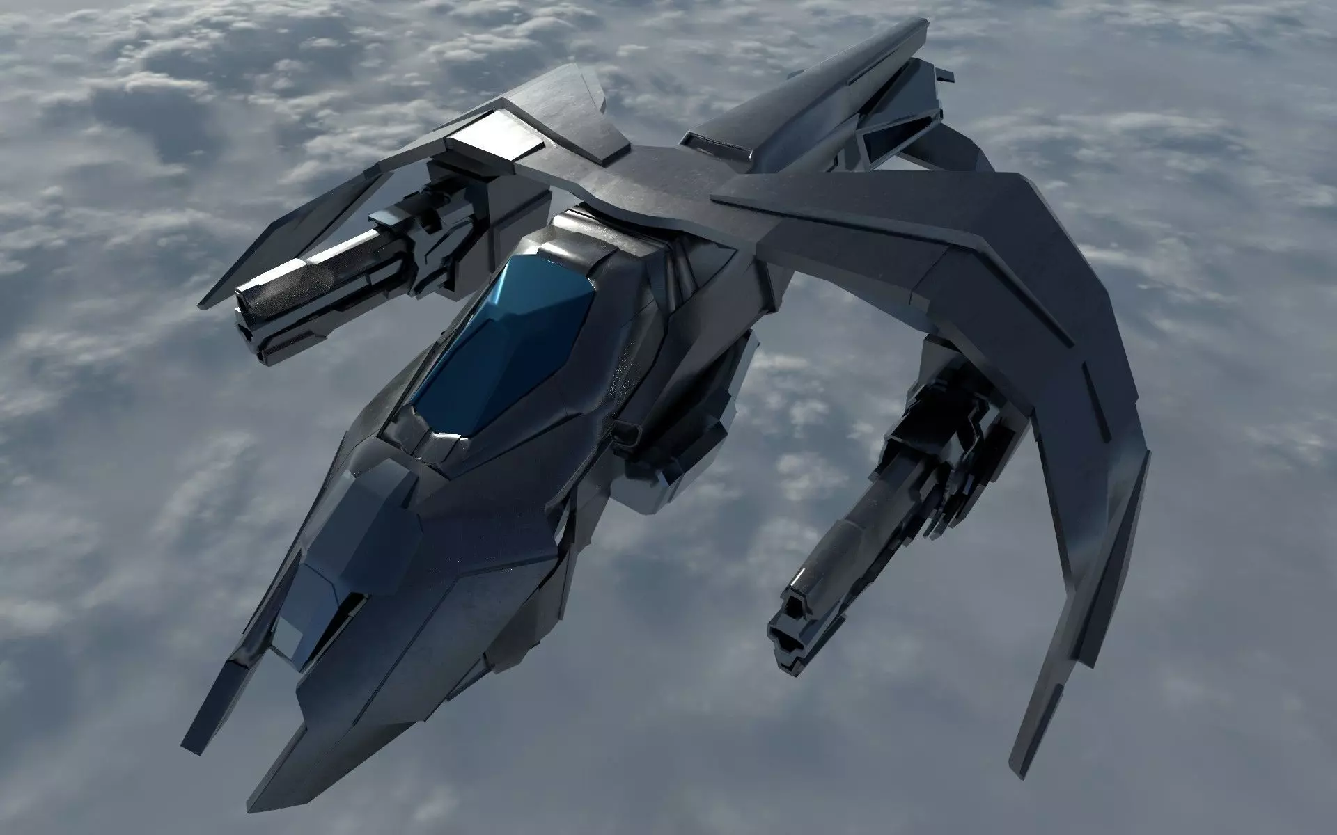 SCI FI WAR FIGHTER Low-poly 3D model_0