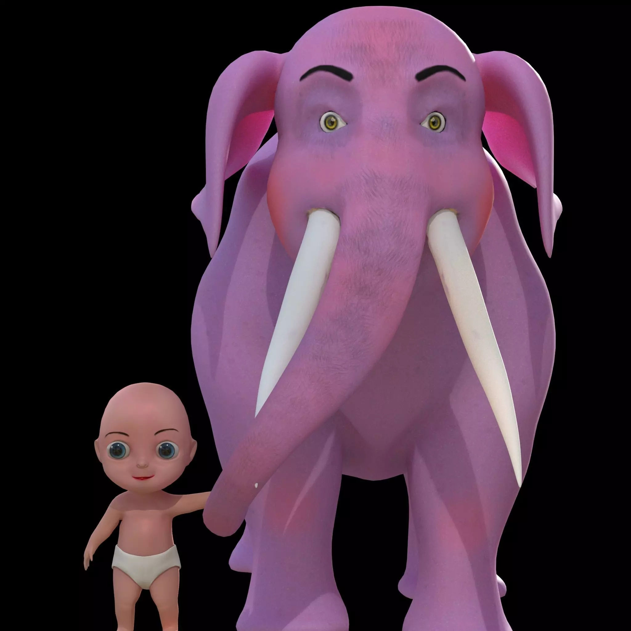 Elephant and baby 3D model