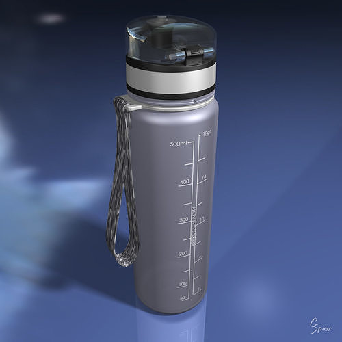 Reusable Plastic Water Bottle 3D model 2
